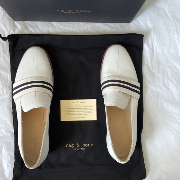 Rag&Bone Amber Striped-Web Leather Loafer Color-White/Black Size-11/41 NWT - Picture 5 of 16